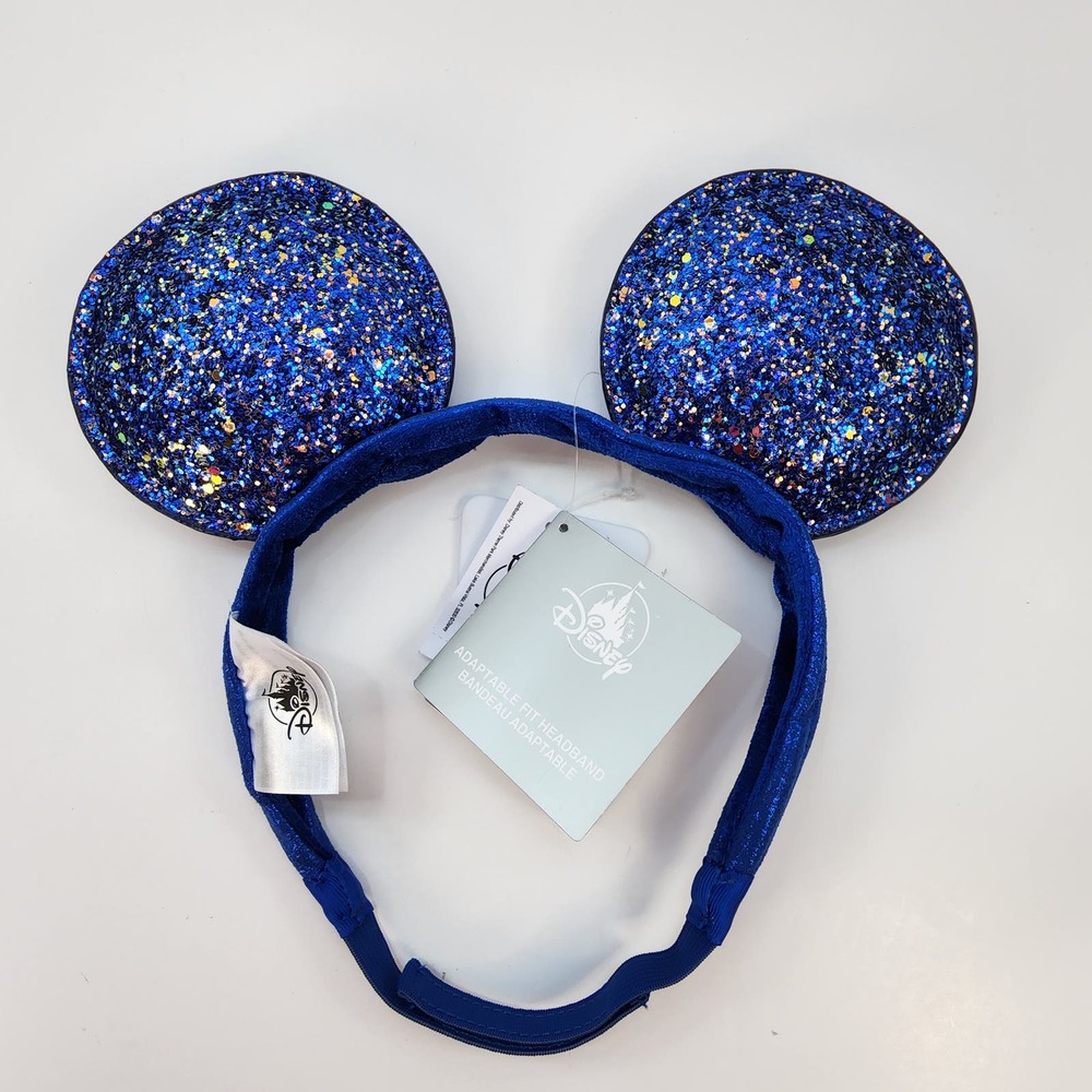 Disney Blue Sparkle Mickey Ear Headband Strap - Youth